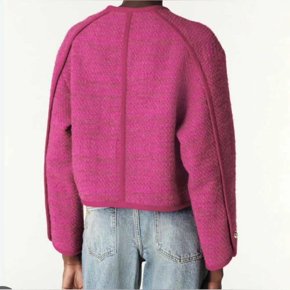 BA&SH BRITTANY JACKET PINK Textured Suit Jacket size L/3-Cropped Jacket - Picture 2 of 12